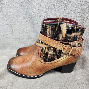 Spring Step Shoes Womens Size EU 39 US 8.5 Zhamsha Brown Leather Ankle Booties